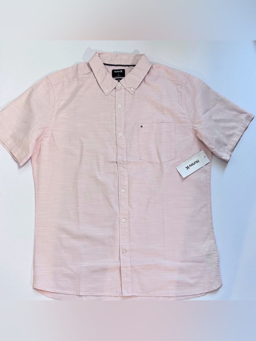 Hurley Short Sleeve Woven Shirt Artic Punch Button Down LG NWT